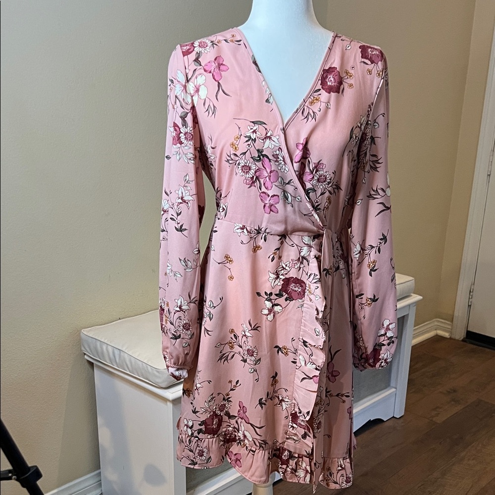 Xhilaration Pink Floral Midi Dress
